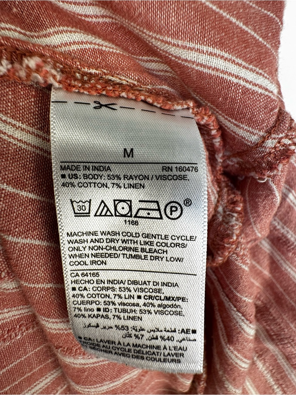 Old Navy Rust Striped Linen Blend Maxi Dress Medium Boho Cottagecore Summer - Picture 5 of 14